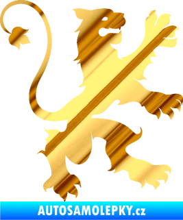 Samolepka Lev heraldika 002 pravá chrom fólie zlatá zrcadlová