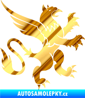 Samolepka Lev heraldika 003 pravá chrom fólie zlatá zrcadlová