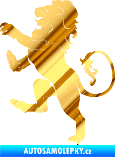 Samolepka Lev heraldika 004 levá chrom fólie zlatá zrcadlová