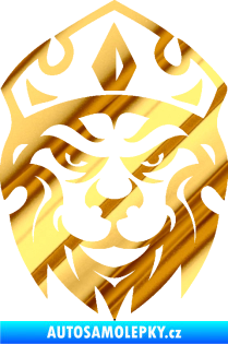 Samolepka Lev hlava s korunou 001 chrom fólie zlatá zrcadlová