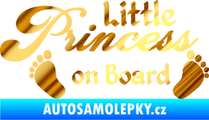 Samolepka Little princess on board 002 nápis s nožičkami chrom fólie zlatá zrcadlová