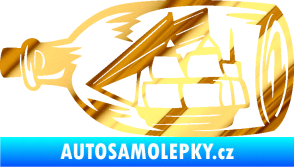 Samolepka Loď v láhvi 001 levá chrom fólie zlatá zrcadlová