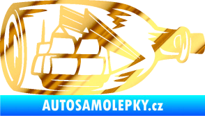 Samolepka Loď v láhvi 001 pravá chrom fólie zlatá zrcadlová
