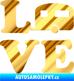 Samolepka Love camping 001 chrom fólie zlatá zrcadlová