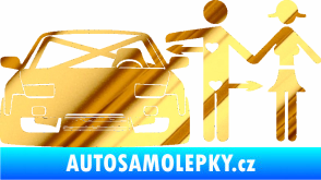 Samolepka Love car like sex levá chrom fólie zlatá zrcadlová
