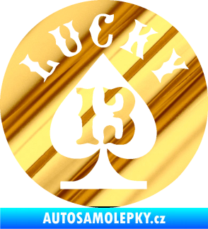 Samolepka Lucky 13 šťastná třináctka chrom fólie zlatá zrcadlová