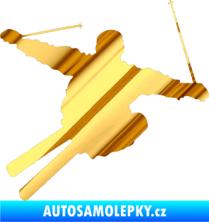 Samolepka Lyžař 001 levá chrom fólie zlatá zrcadlová