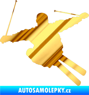 Samolepka Lyžař 001 pravá chrom fólie zlatá zrcadlová