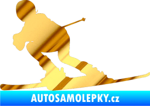 Samolepka Lyžař 002 levá chrom fólie zlatá zrcadlová
