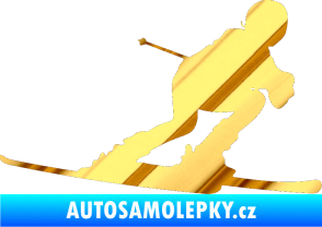 Samolepka Lyžař 002 pravá chrom fólie zlatá zrcadlová