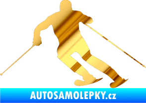 Samolepka Lyžař 003 levá chrom fólie zlatá zrcadlová