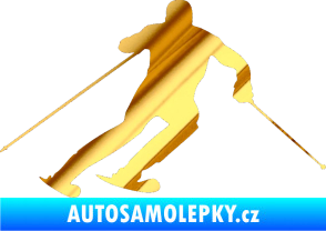 Samolepka Lyžař 003 pravá chrom fólie zlatá zrcadlová