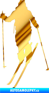 Samolepka Lyžař 004 levá chrom fólie zlatá zrcadlová