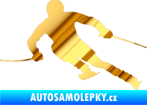 Samolepka Lyžař 012 levá chrom fólie zlatá zrcadlová