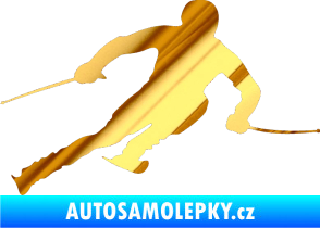Samolepka Lyžař 012 pravá chrom fólie zlatá zrcadlová