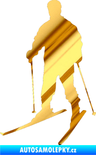 Samolepka Lyžař 018 levá chrom fólie zlatá zrcadlová