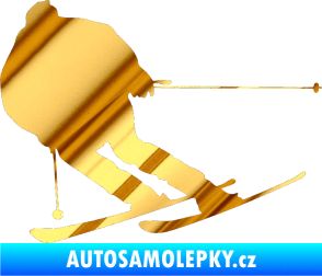 Samolepka Lyžař 019 levá chrom fólie zlatá zrcadlová