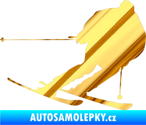 Samolepka Lyžař 019 pravá chrom fólie zlatá zrcadlová