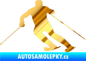 Samolepka Lyžař 021 levá chrom fólie zlatá zrcadlová