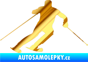 Samolepka Lyžař 021 pravá chrom fólie zlatá zrcadlová