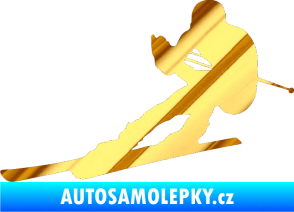 Samolepka Lyžař 022 levá chrom fólie zlatá zrcadlová