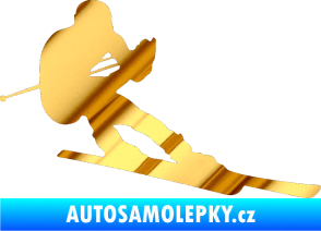 Samolepka Lyžař 022 pravá chrom fólie zlatá zrcadlová