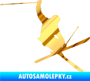 Samolepka Lyžař 024 pravá chrom fólie zlatá zrcadlová
