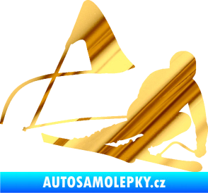 Samolepka Lyžař 025 pravá chrom fólie zlatá zrcadlová