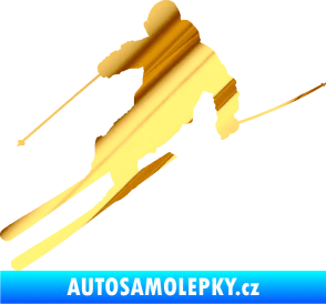 Samolepka Lyžař 027 levá chrom fólie zlatá zrcadlová