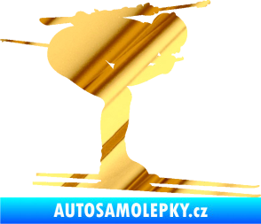 Samolepka Lyžař 028 pravá - biatlon chrom fólie zlatá zrcadlová