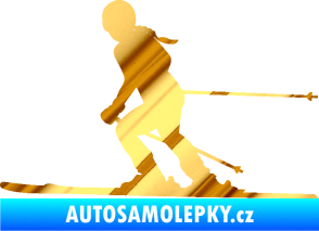 Samolepka Lyžařka 002 levá sjezd chrom fólie zlatá zrcadlová