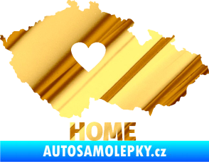 Samolepka Mapa České republiky 004 home chrom fólie zlatá zrcadlová