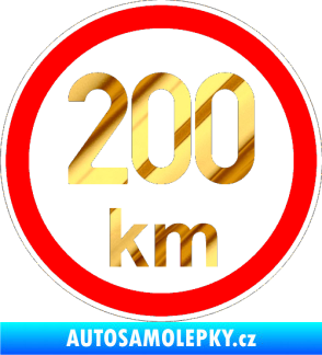 Samolepka Maximální rychlost 200km - nejvyšší konstrukční rychlost chrom fólie zlatá zrcadlová
