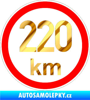 Samolepka Maximální rychlost 220km - nejvyšší konstrukční rychlost chrom fólie zlatá zrcadlová