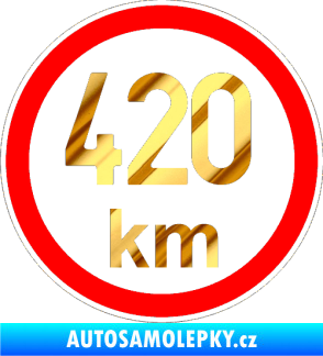 Samolepka Maximální rychlost 420km - nejvyšší konstrukční rychlost chrom fólie zlatá zrcadlová