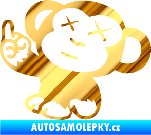 Samolepka Monkey Fuck Off JDM levá chrom fólie zlatá zrcadlová