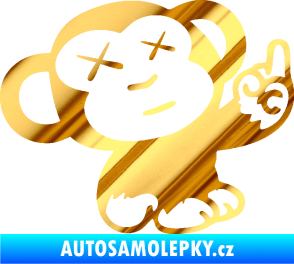 Samolepka Monkey Fuck Off JDM pravá chrom fólie zlatá zrcadlová