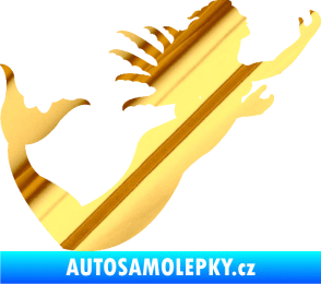 Samolepka Mořská panna pravá siréna chrom fólie zlatá zrcadlová