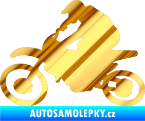 Samolepka Motorka 031 levá motokros chrom fólie zlatá zrcadlová