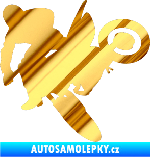 Samolepka Motorka 033 levá motokros chrom fólie zlatá zrcadlová