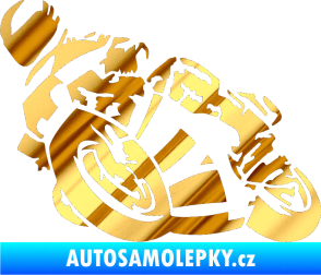 Samolepka Motorka 040 levá road racing chrom fólie zlatá zrcadlová