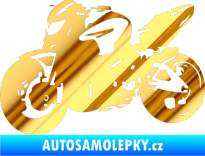 Samolepka Motorka 041 levá road racing chrom fólie zlatá zrcadlová