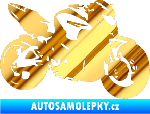 Samolepka Motorka 041 pravá road racing chrom fólie zlatá zrcadlová