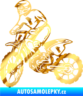Samolepka Motorka 043 levá motokros chrom fólie zlatá zrcadlová