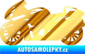 Samolepka Motorka 048 levá silniční chrom fólie zlatá zrcadlová