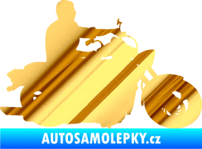 Samolepka Motorka 049 pravá chrom fólie zlatá zrcadlová