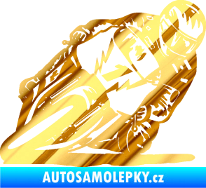 Samolepka Motorka 051 pravá chrom fólie zlatá zrcadlová