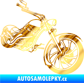 Samolepka Motorka chooper 002 pravá chrom fólie zlatá zrcadlová