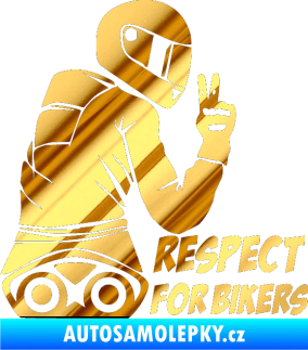 Samolepka Motorkář 003 pravá respect for bikers nápis chrom fólie zlatá zrcadlová