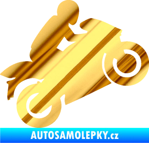 Samolepka Motorkář 007 pravá chrom fólie zlatá zrcadlová